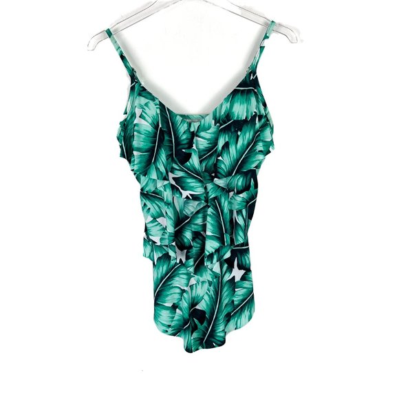 Magicsuit Lanai Rita Top Tankini Top Leaf Print Tropical Size 8 EUC - Picture 2 of 14